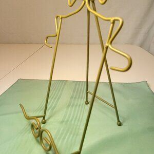 1960s Large 10.75" Gold Wire Scroll Easel Stand Plate Picture Frame Holder Ornat